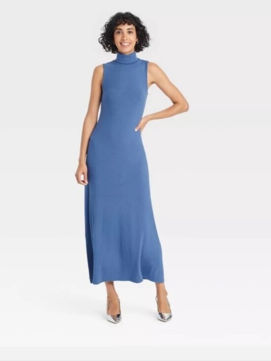 a new day Dresses & Skirts - Sleeveless Turtleneck Midi Dress in Blue